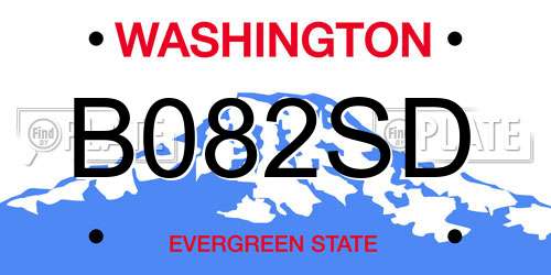 B082SD Washington License Plate