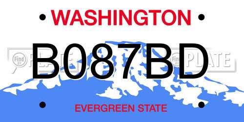 B087BD Washington License Plate