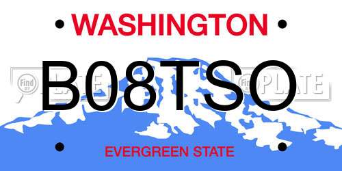 B08TSO Washington License Plate