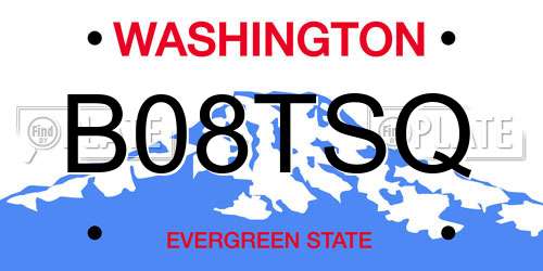 B08TSQ Washington License Plate