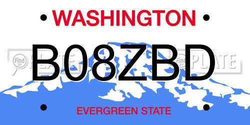 B08ZBD Washington License Plate