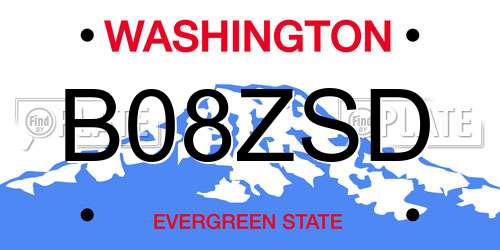 B08ZSD Washington License Plate
