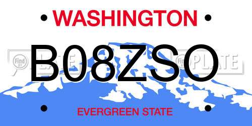 B08ZSO Washington License Plate