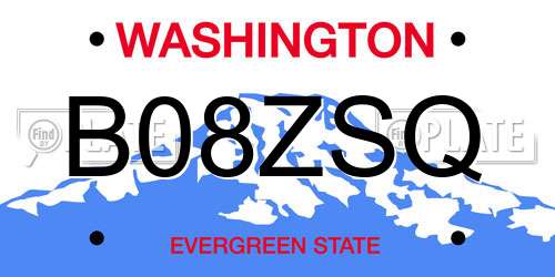 B08ZSQ Washington License Plate