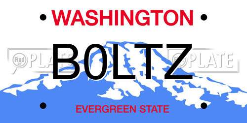 B0LTZ Washington License Plate