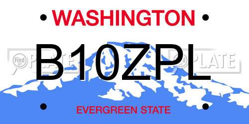 B10ZPL Washington License Plate