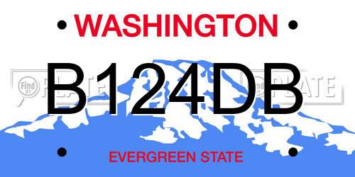 B124DB Washington License Plate