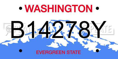 B14278Y Washington License Plate
