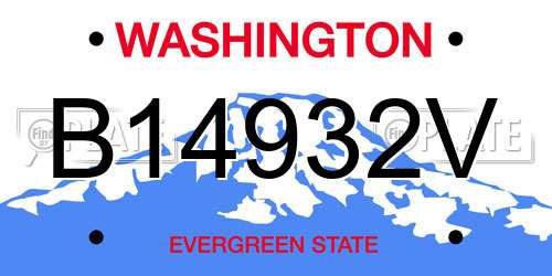 B14932V Washington License Plate