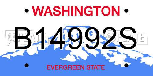 B14992S Washington License Plate