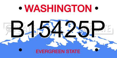 B15425P Washington License Plate