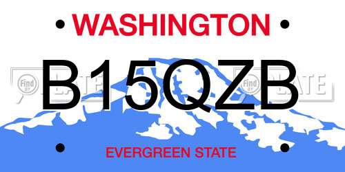 B15QZB Washington License Plate