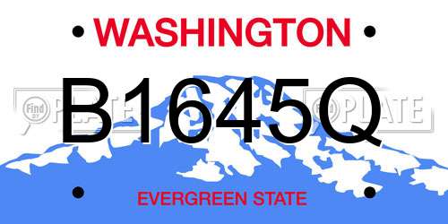 B1645Q Washington License Plate