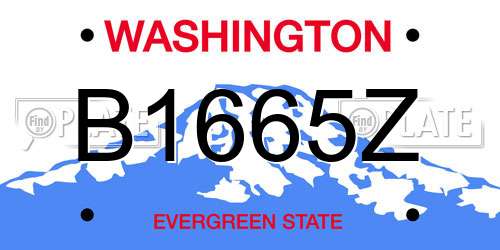 B1665Z Washington License Plate