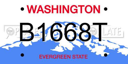 B1668T Washington License Plate