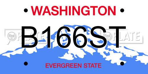 B166ST Washington License Plate