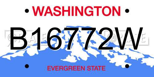 B16772W Washington License Plate