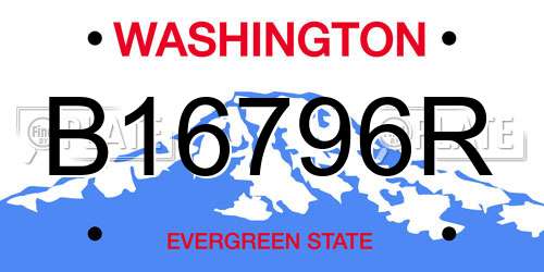 B16796R Washington License Plate