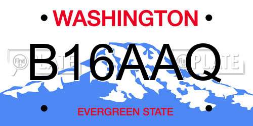B16AAQ Washington License Plate