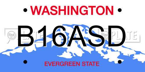 B16ASD Washington License Plate