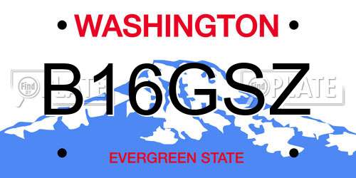 B16GSZ Washington License Plate