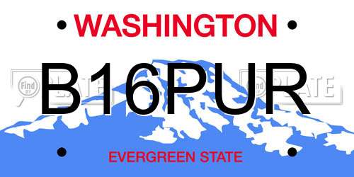 B16PUR Washington License Plate