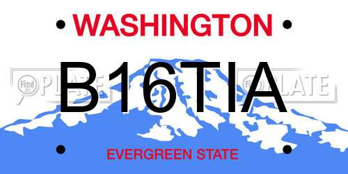 B16TIA Washington License Plate