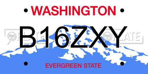 B16ZXY Washington License Plate