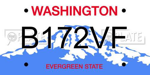 B172VF Washington License Plate