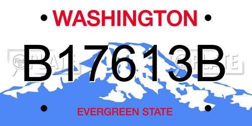 B17613B Washington License Plate