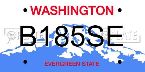 B185SE Washington License Plate