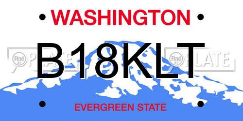 B18KLT Washington License Plate