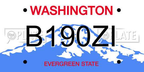 B190ZI Washington License Plate