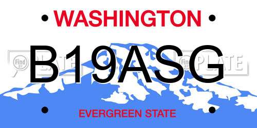 B19ASG Washington License Plate