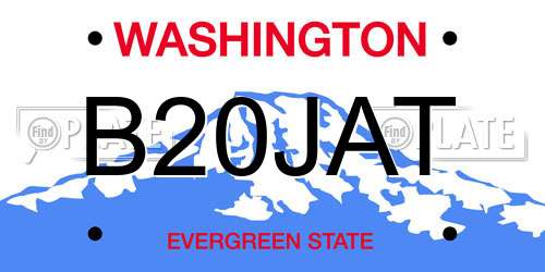 B20JAT Washington License Plate