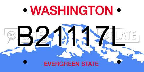 B21117L Washington License Plate