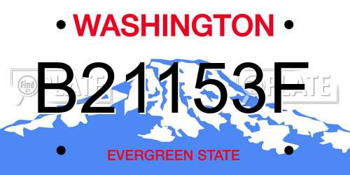 B21153F Washington License Plate