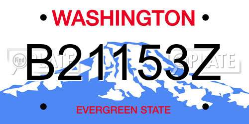 B21153Z Washington License Plate
