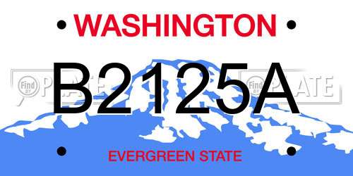 B2125A Washington License Plate