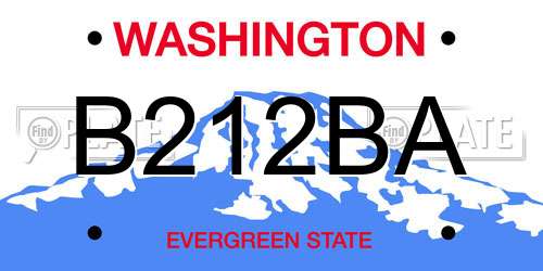 B212BA Washington License Plate