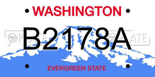 B2178A Washington License Plate