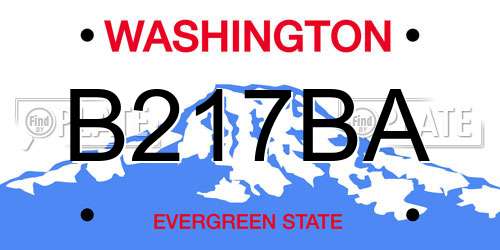 B217BA Washington License Plate