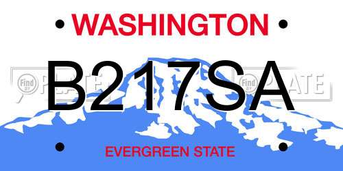 B217SA Washington License Plate