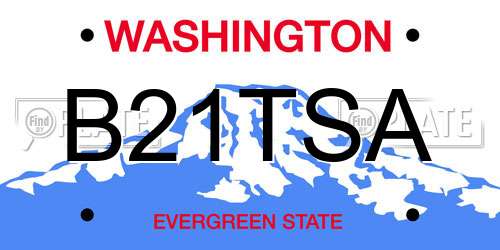 B21TSA Washington License Plate