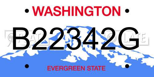 B22342G Washington License Plate
