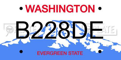 B228DE Washington License Plate