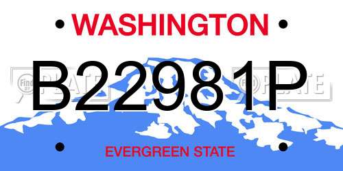 B22981P Washington License Plate