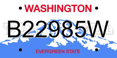 B22985W Washington License Plate