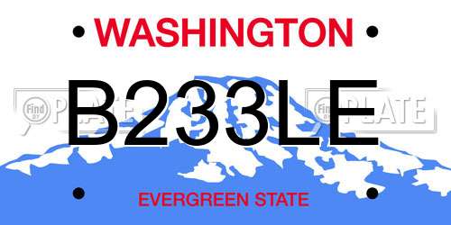 B233LE Washington License Plate