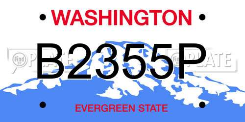 B2355P Washington License Plate